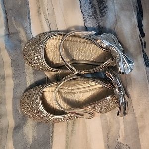 Silver sparkly shoes size 27 with velcro strap